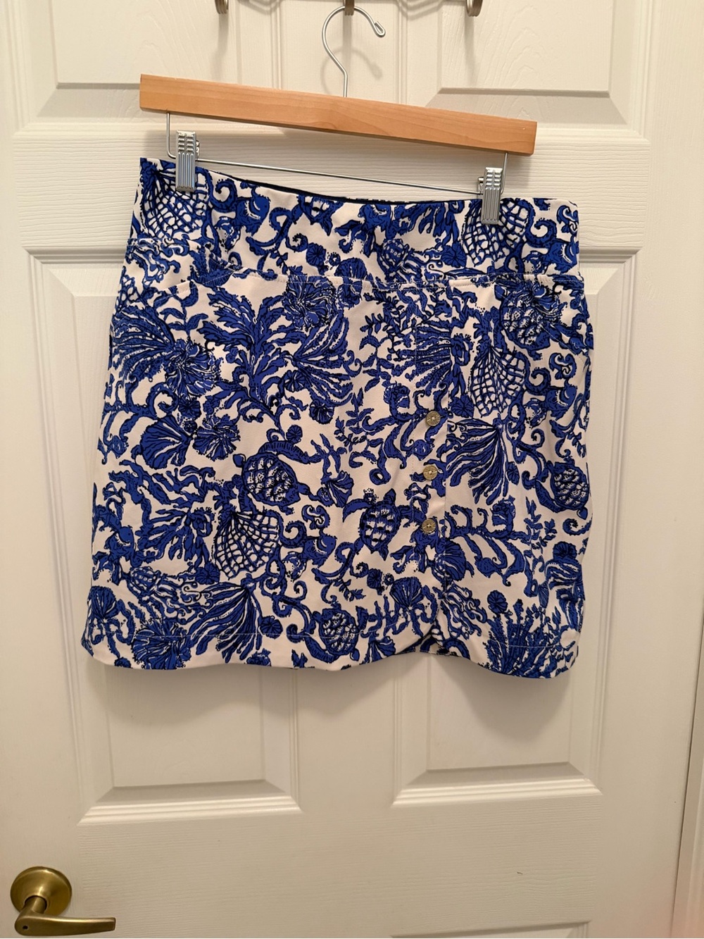 Lilly White Mini Skirt with Blue Floral Embroidery